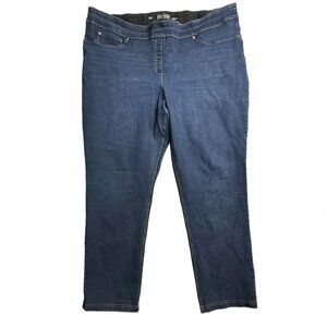 Slim Factor Womens 3X Straight Ankle Jeans Dark Wash Stretch Denim Plus Size